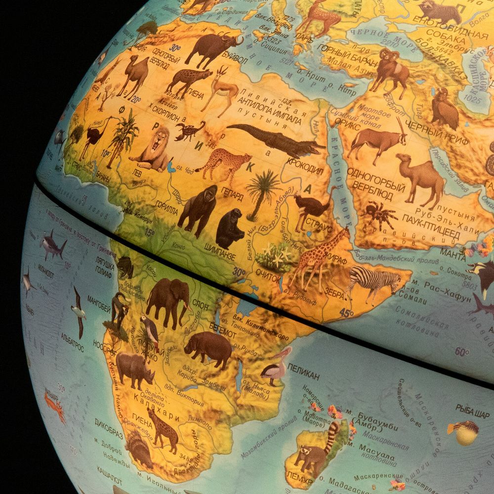 Глобус интерактивный + очки VR, зоогеографический, GLOBEN, 25см, с подсветкой