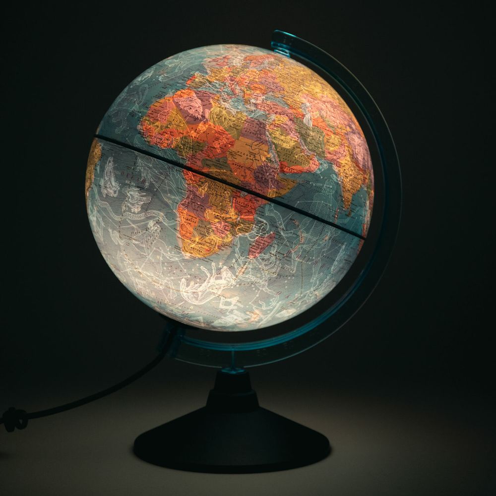 Глобус интерактивный + очки VR, политический / звездного неба GLOBEN, 25 см, подсветкой