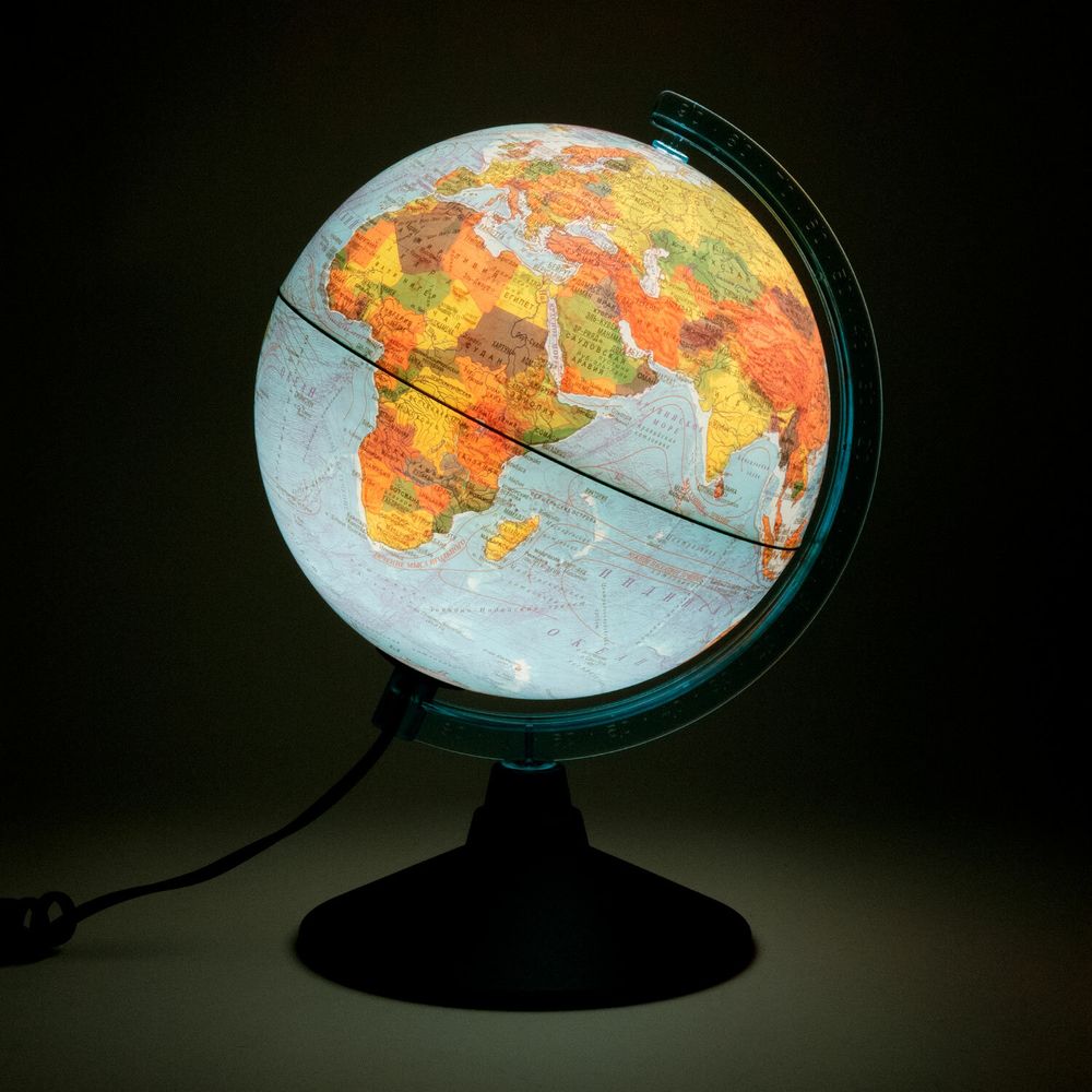 Глобус интерактивный + очки VR, физический / политический, GLOBEN, 21 см, с подсветкой
