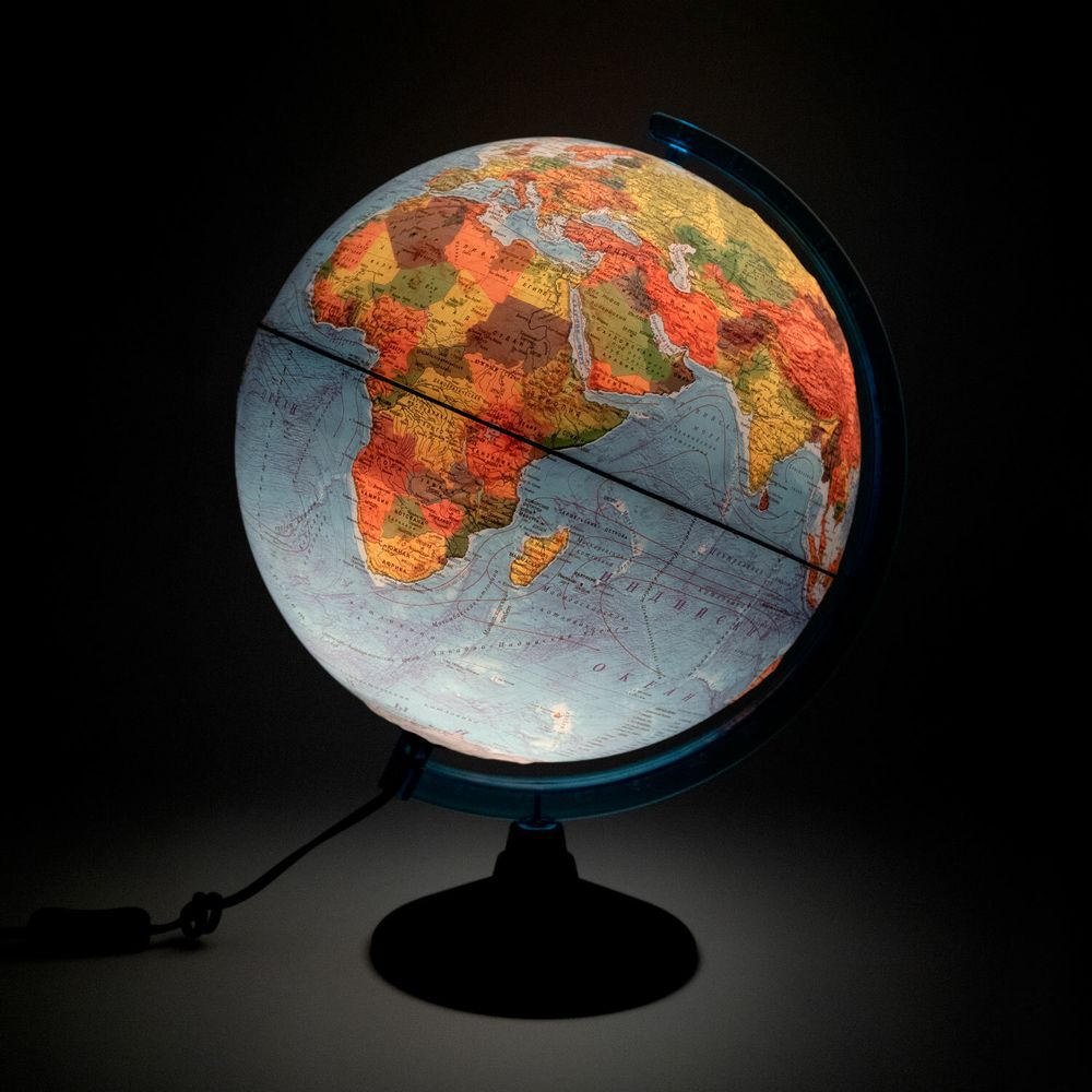 Глобус интерактивный + очки VR, физический / политический, GLOBEN, 32 см, рельефный, с подсветкой