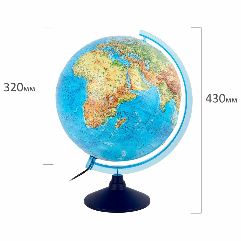 Глобус интерактивный + очки VR, физический / политический, GLOBEN, 32 см, рельефный, с подсветкой