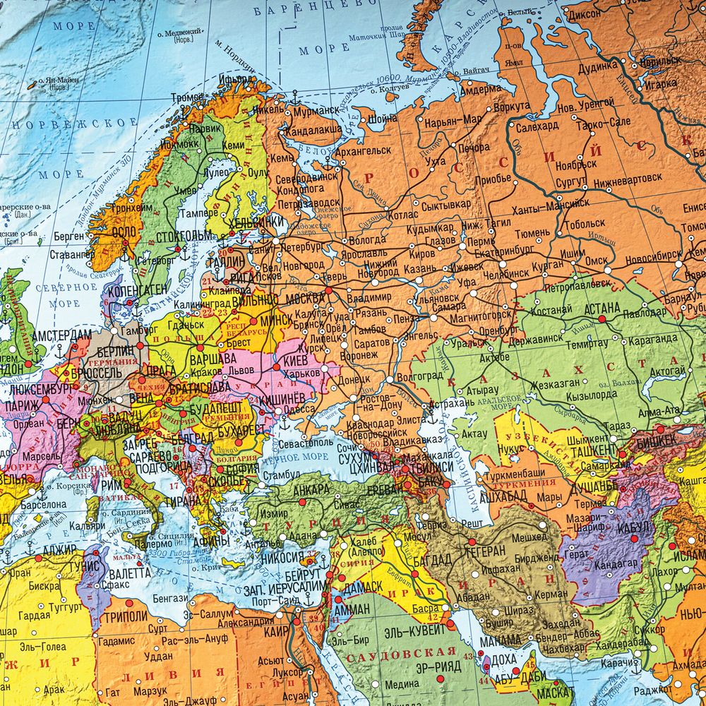 Карта мира политическая 157х107 см, 1:21,5М, с ламинацией, интерактивная, в тубусе, BRAUBERG