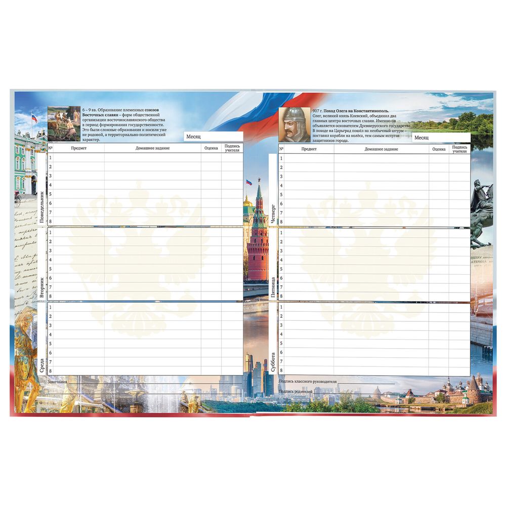 Дневник 1-11 класс 40 л., твердый, BRAUBERG, ламинация, цветная печать, РОССИЙСКОГО ШКОЛЬНИКА-4