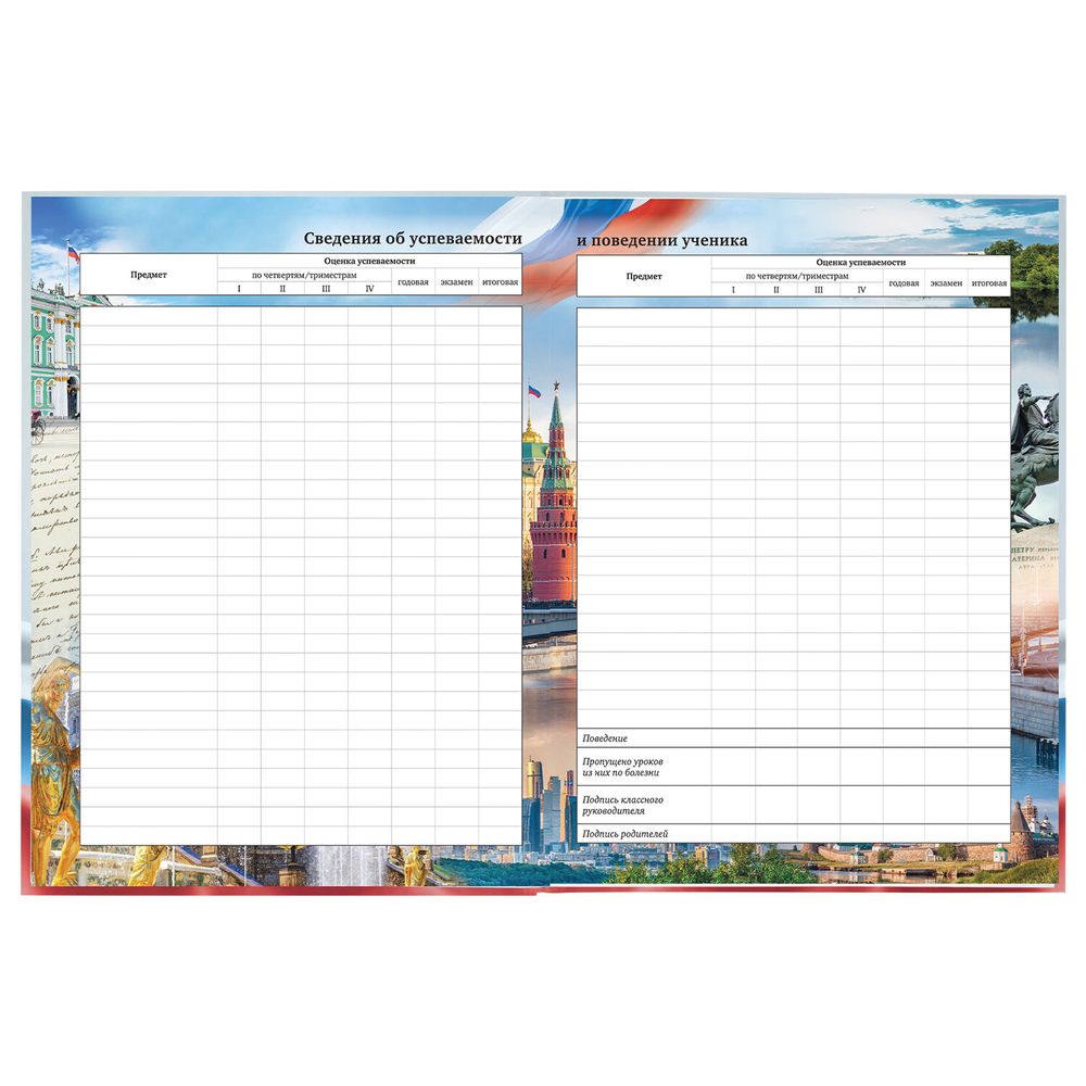 Дневник 1-11 класс 40 л., твердый, BRAUBERG, ламинация, цветная печать, РОССИЙСКОГО ШКОЛЬНИКА-4