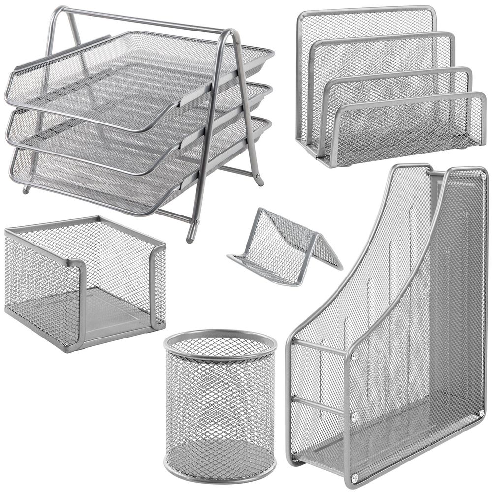 Настольный набор BRAUBERG "Germanium", 6 предметов, серебро, металл