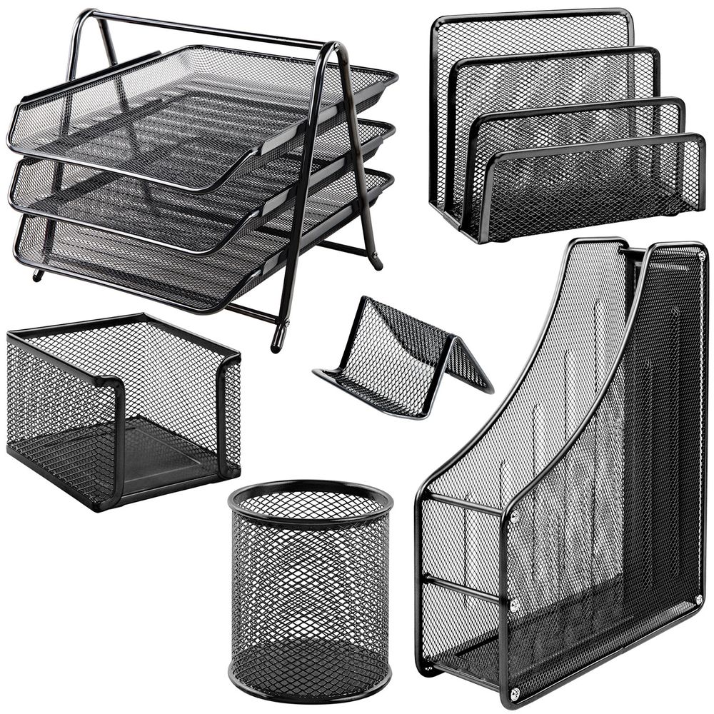 Настольный набор BRAUBERG "Germanium", 6 предметов, черный, металл