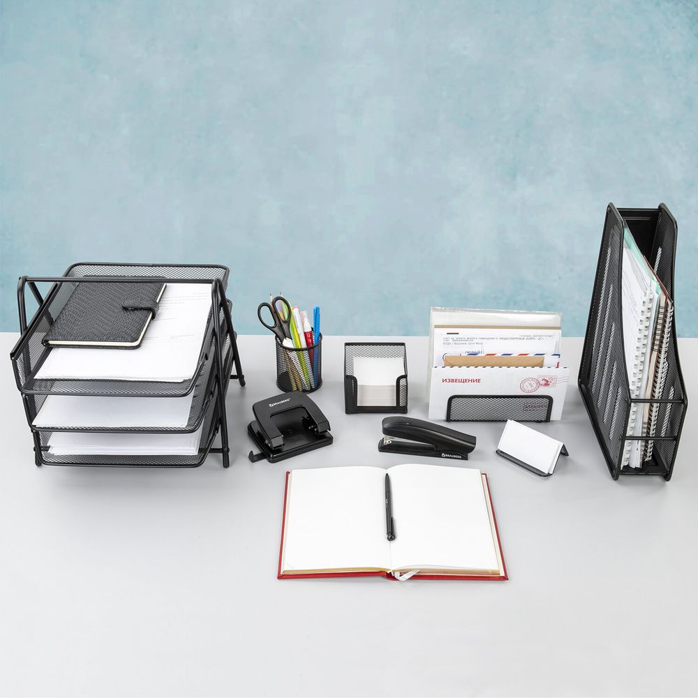Настольный набор BRAUBERG "Germanium", 6 предметов, черный, металл