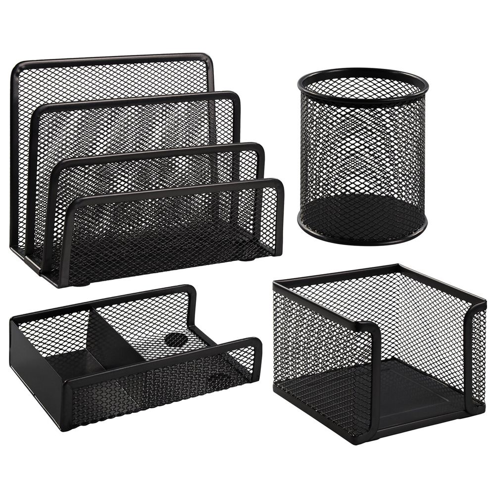 Настольный набор из металла BRAUBERG "Germanium", 4 предмета, черный