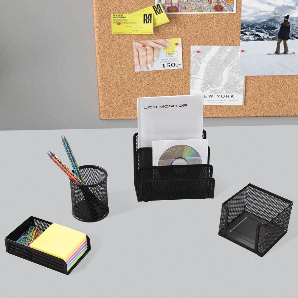 Настольный набор из металла BRAUBERG "Germanium", 4 предмета, черный