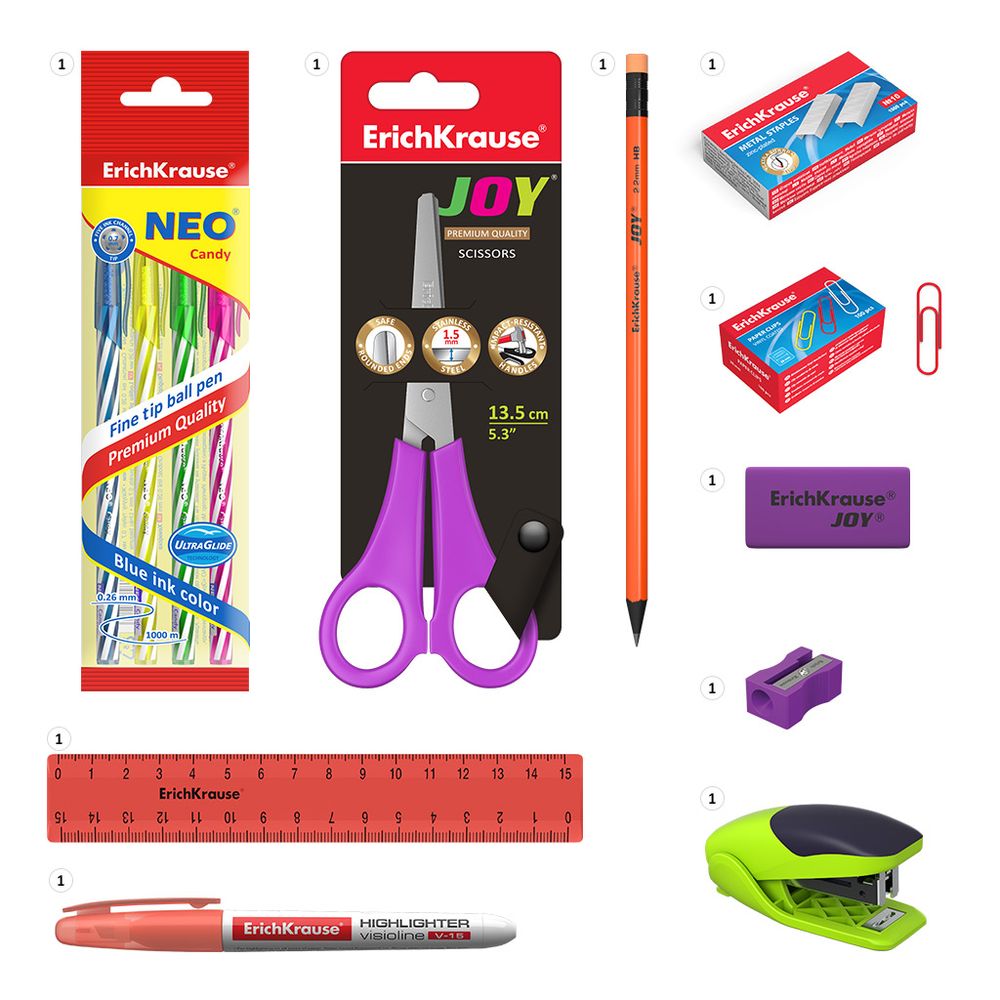 Набор настольный пластиковый ErichKrause Victoria, Neon Solid, оранжевый