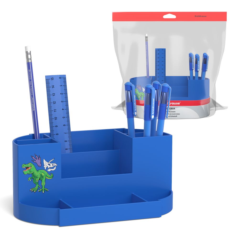 Набор настольный пластиковый ErichKrause Victoria, Dino Planet, синий