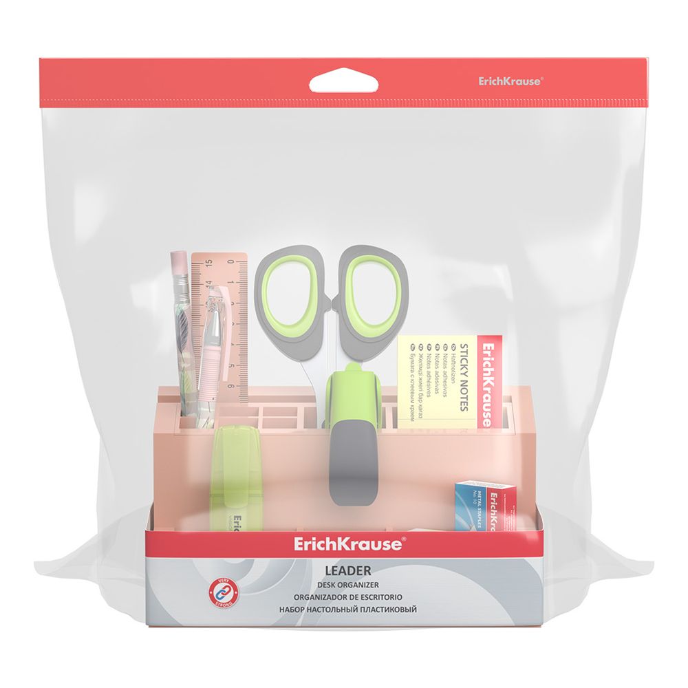 Набор настольный пластиковый ErichKrause Leader, Powder, персиковый