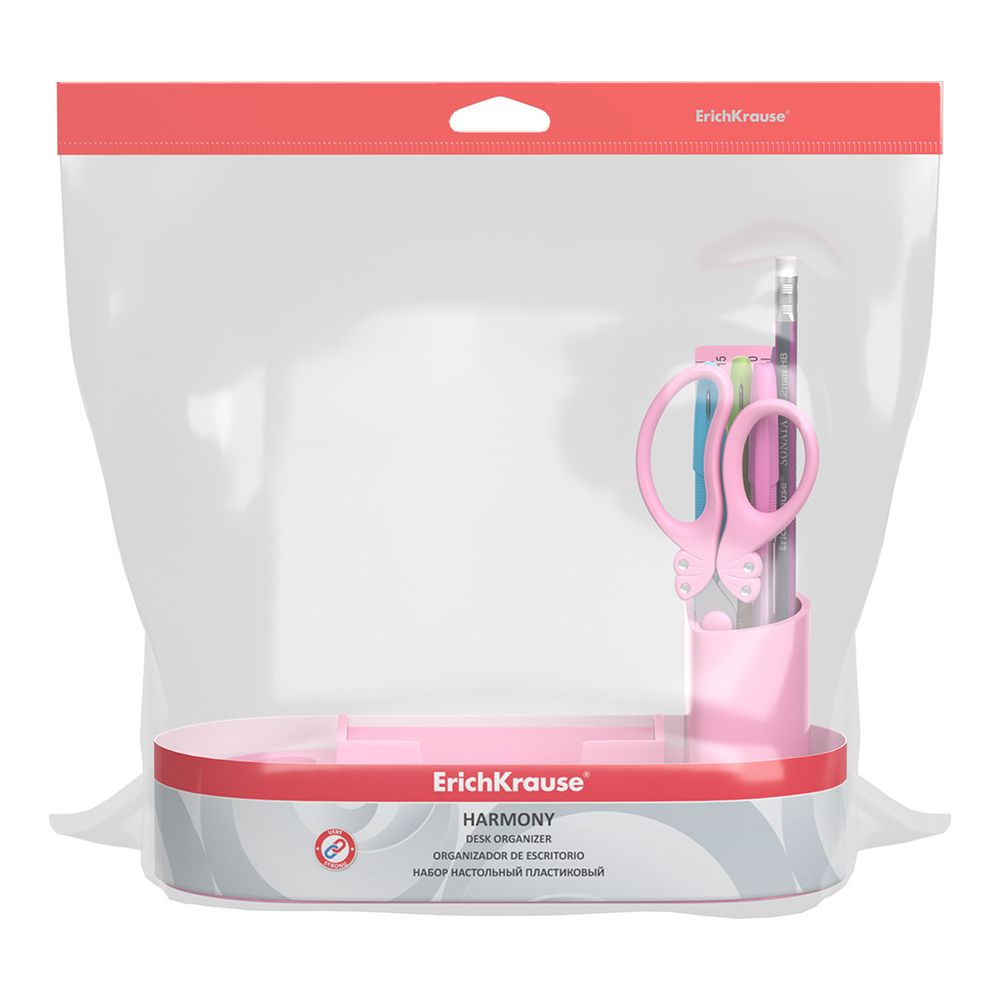Набор настольный пластиковый ErichKrause Harmony, Pastel, розовый
