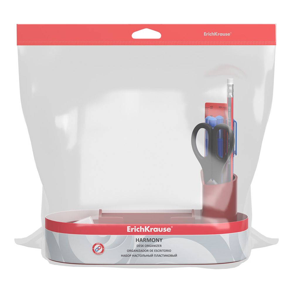Набор настольный пластиковый ErichKrause Harmony, Marsala, красный