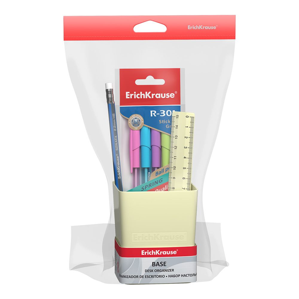 Набор настольный пластиковый ErichKrause Base, Pastel, желтый