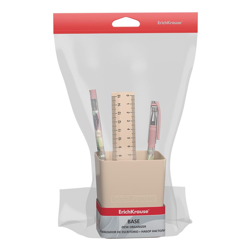 Набор настольный пластиковый ErichKrause Base, Powder, розовый