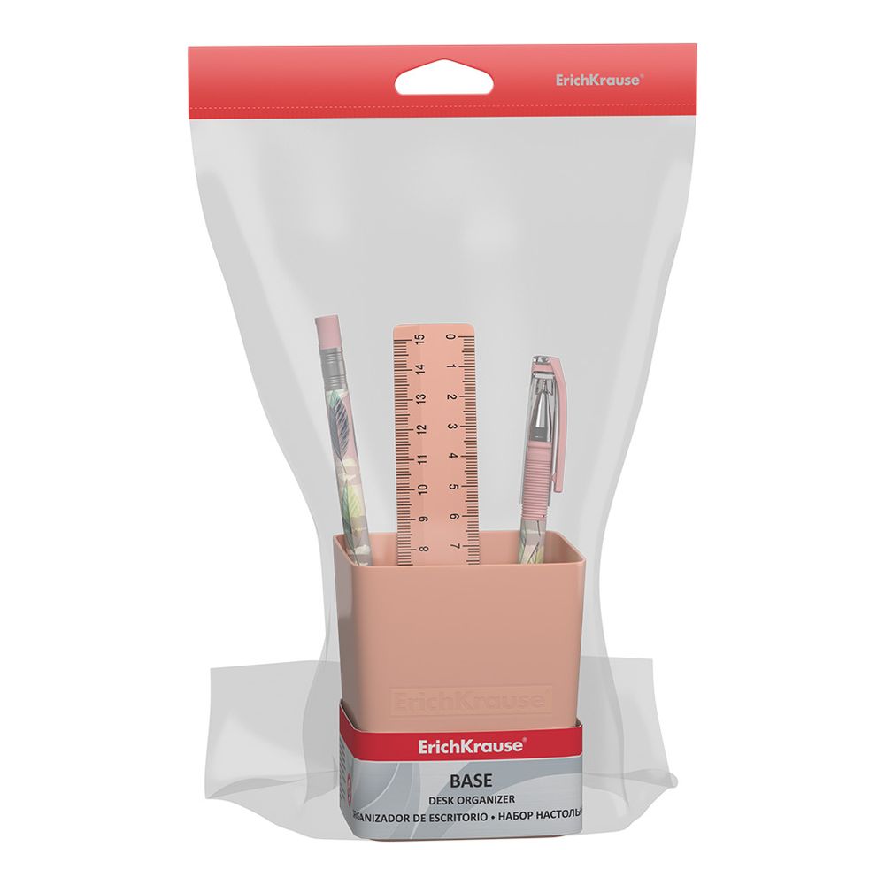 Набор настольный пластиковый ErichKrause Base, Powder, персиковый