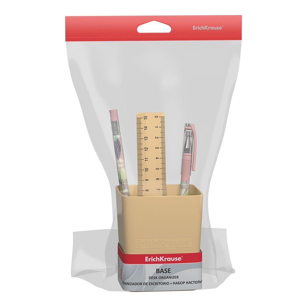 Набор настольный пластиковый ErichKrause Base, Powder, бежевый