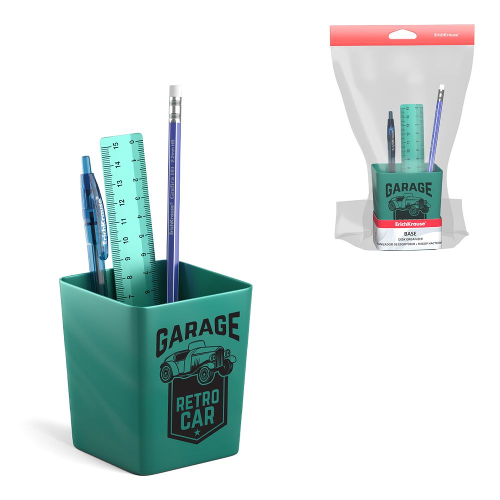 Набор настольный пластиковый ErichKrause Base, Vintage Car, бирюзовый