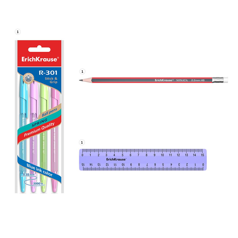 Набор настольный пластиковый ErichKrause Forte, Pastel, фиолетовый с желтой вставкой
