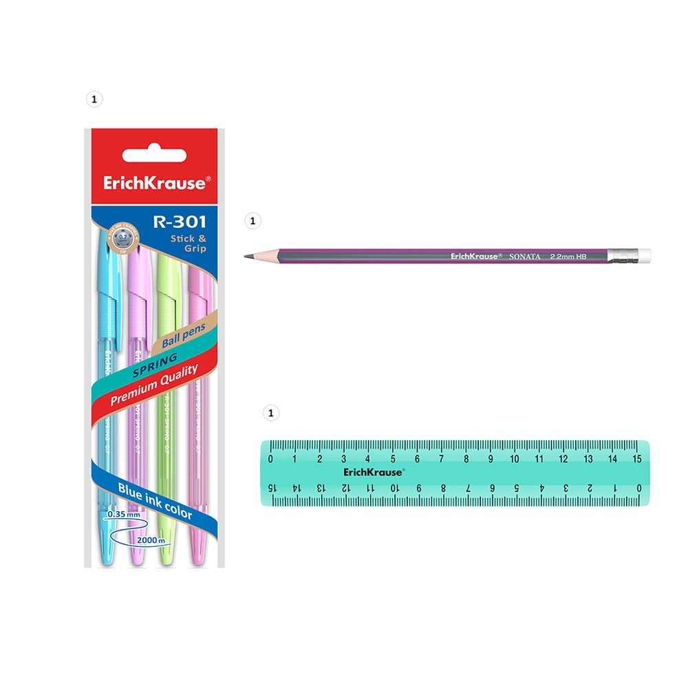 Набор настольный пластиковый ErichKrause Forte, Pastel Mint, мятный с розовой вставкой