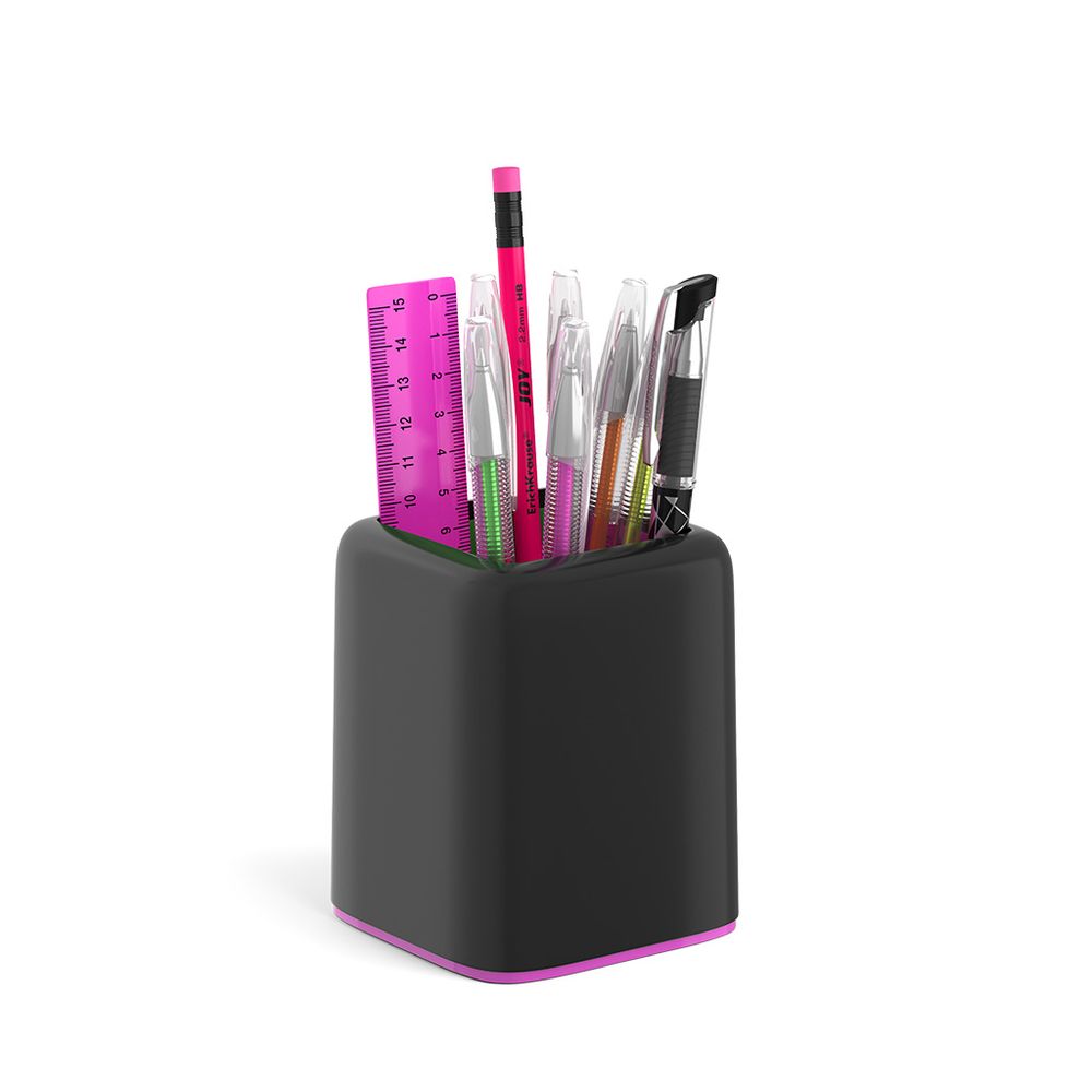 Набор настольный пластиковый ErichKrause Forte, Accent, черный с розовой вставкой