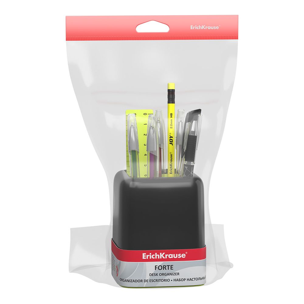Набор настольный пластиковый ErichKrause Forte, Accent, черный с желтой вставкой