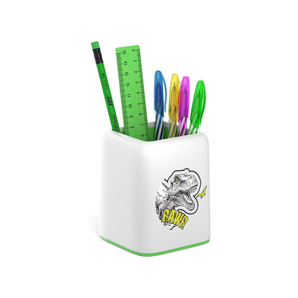 Набор настольный пластиковый ErichKrause Forte, Dinosaur Park, белый с зеленой вставкой