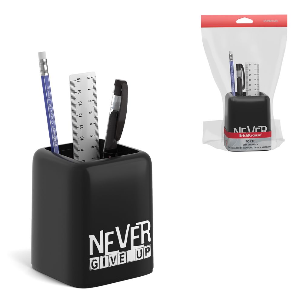Набор настольный пластиковый ErichKrause Forte, Stay Strong, черный
