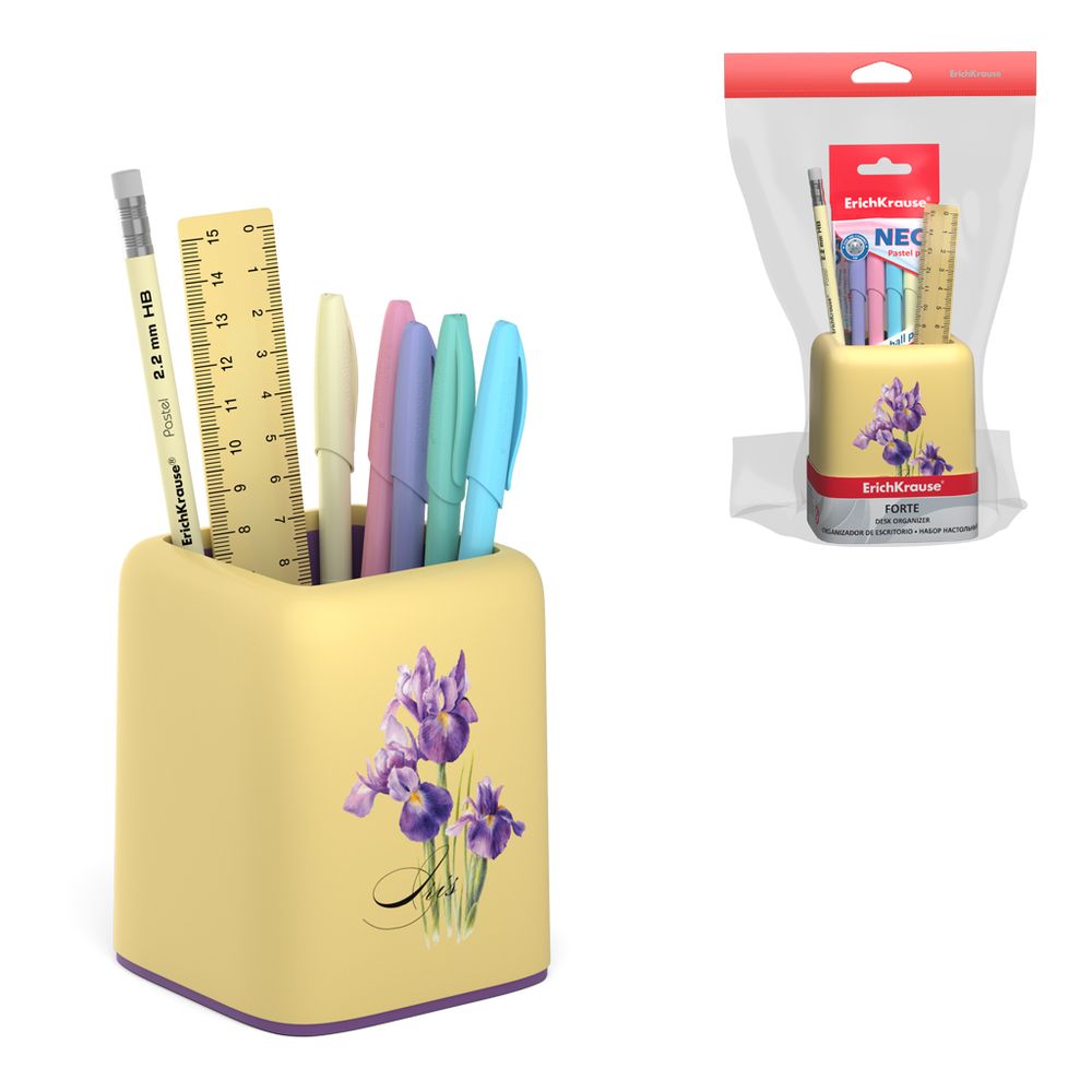 Набор настольный пластиковый ErichKrause Forte, Iris, желтый с фиолетовой вставкой