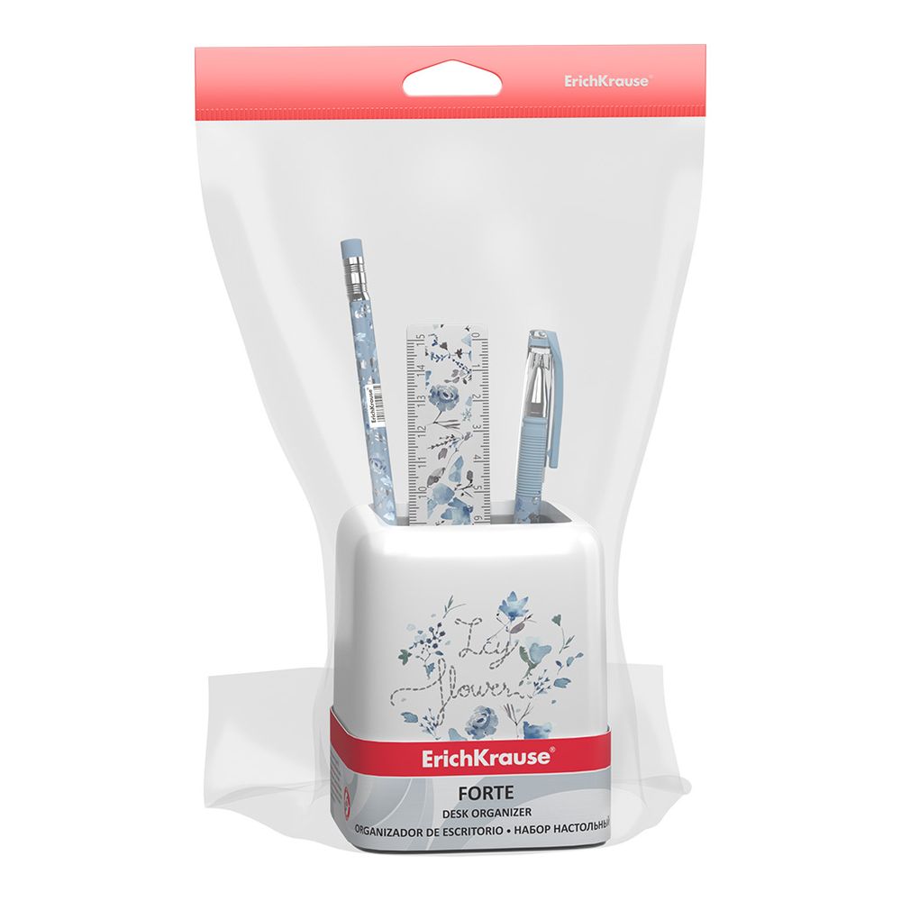 Набор настольный пластиковый ErichKrause Forte, Frozen Beauty, белый с серой вставкой