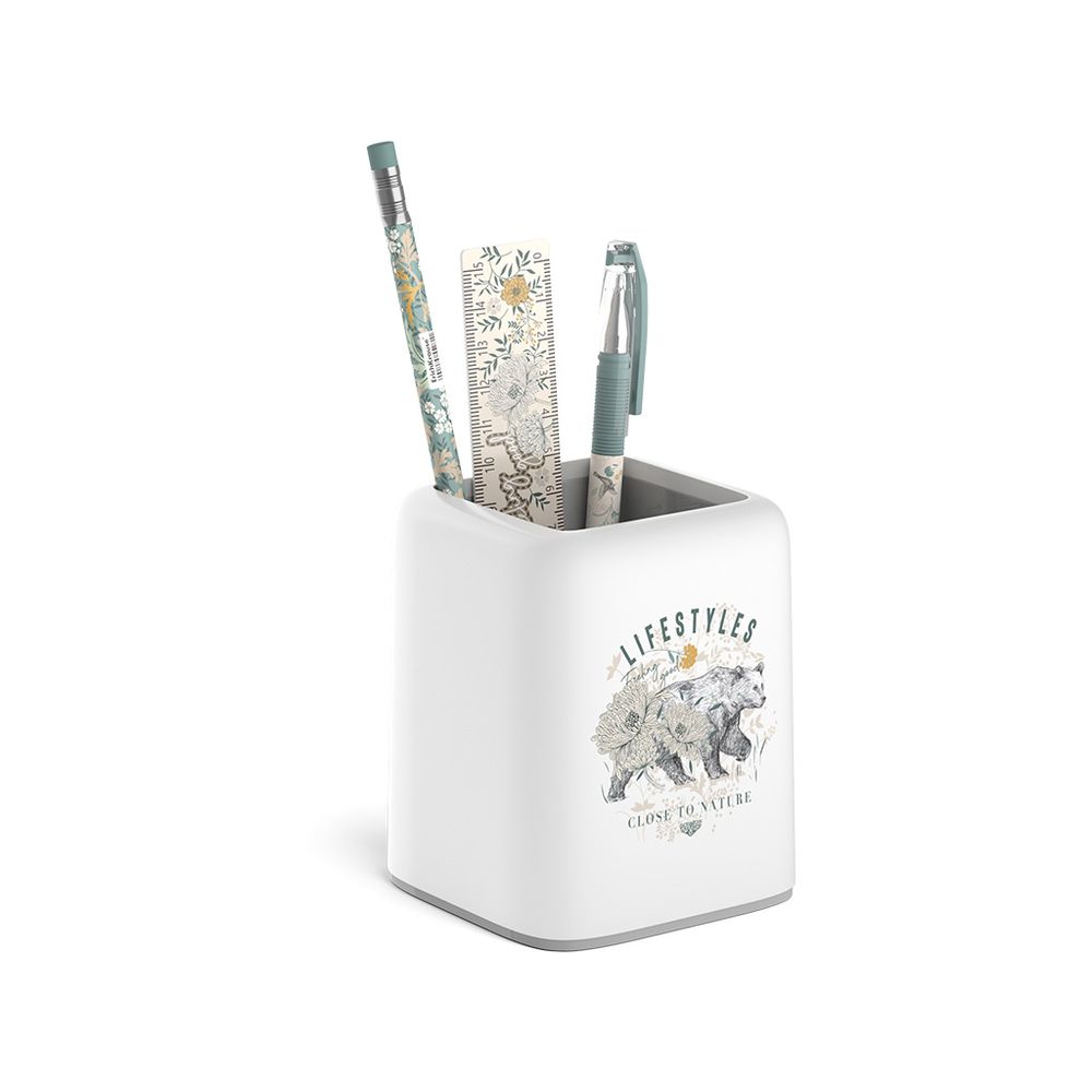 Набор настольный пластиковый ErichKrause Forte, Natural Life, белый с серой вставкой