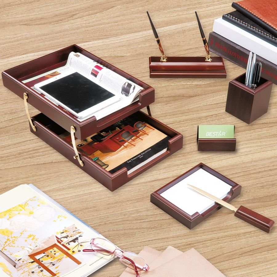 Набор подарочный настольный BESTAR "Apollon" из дерева, 6 предметов, цвет "красное дерево"