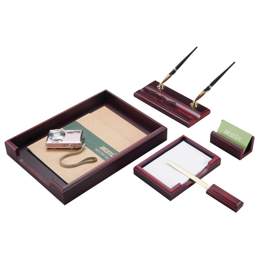 Набор подарочный настольный BESTAR "Neptun" из дерева, 5 предметов, цвет "красное дерево"