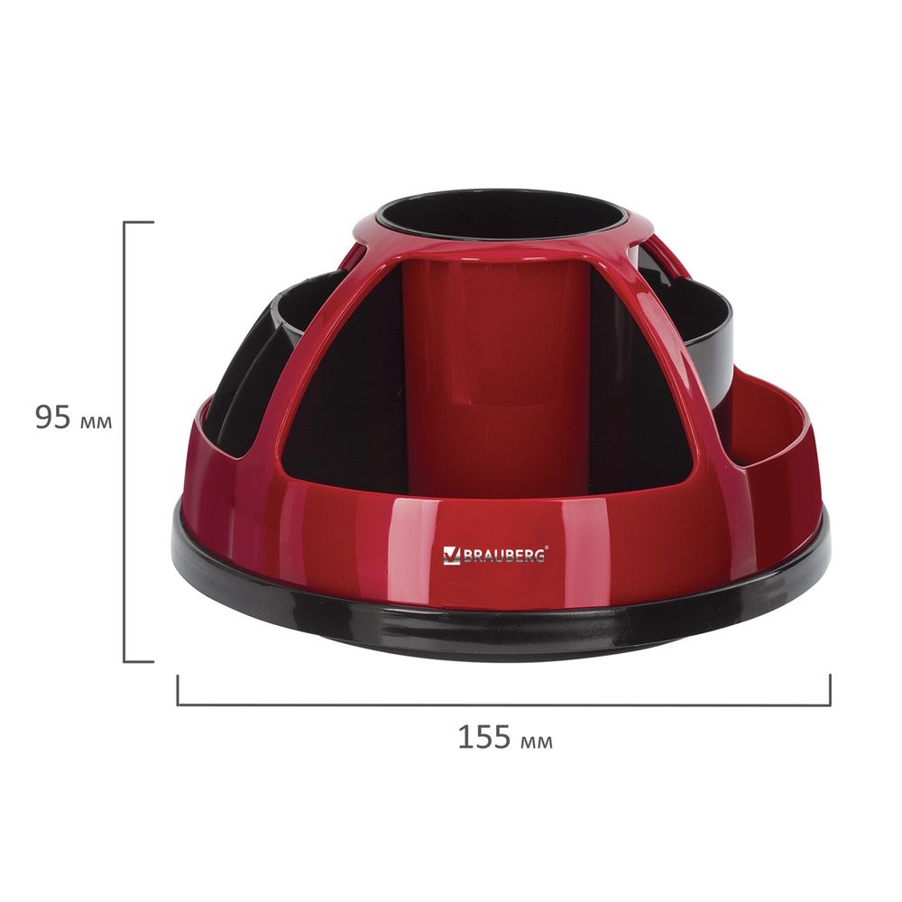 Канцелярский набор BRAUBERG "Микс", 10 предметов, вращающаяся конструкция, черно-красный, блистер