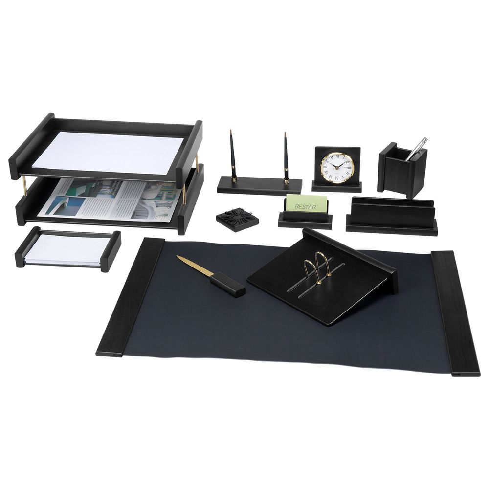 Набор подарочный настольный BESTAR "Platon" из дерева, 11 предметов, цвет "черное дерево"