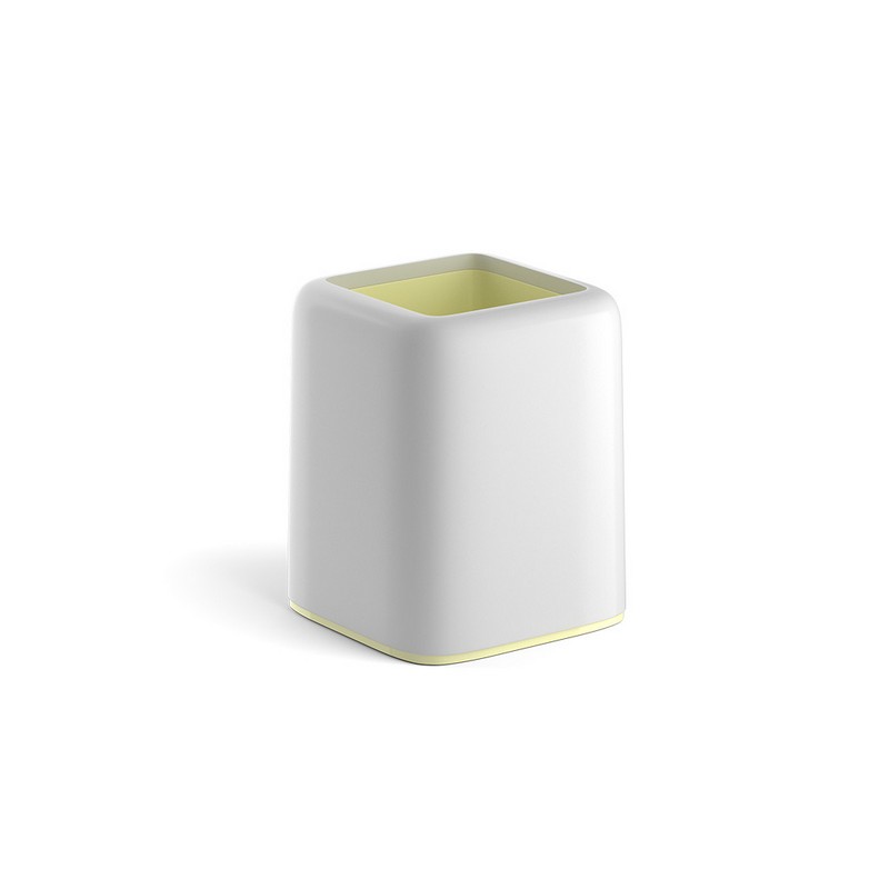 Подставка пластиковая для пишущих принадлежностей ErichKrause Forte, Pastel, белый с желтой вставкой