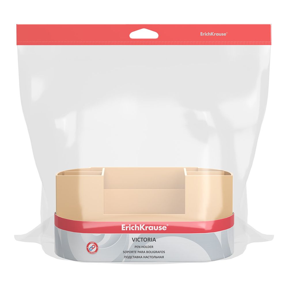 Подставка настольная пластиковая ErichKrause Victoria, Powder, бежевая
