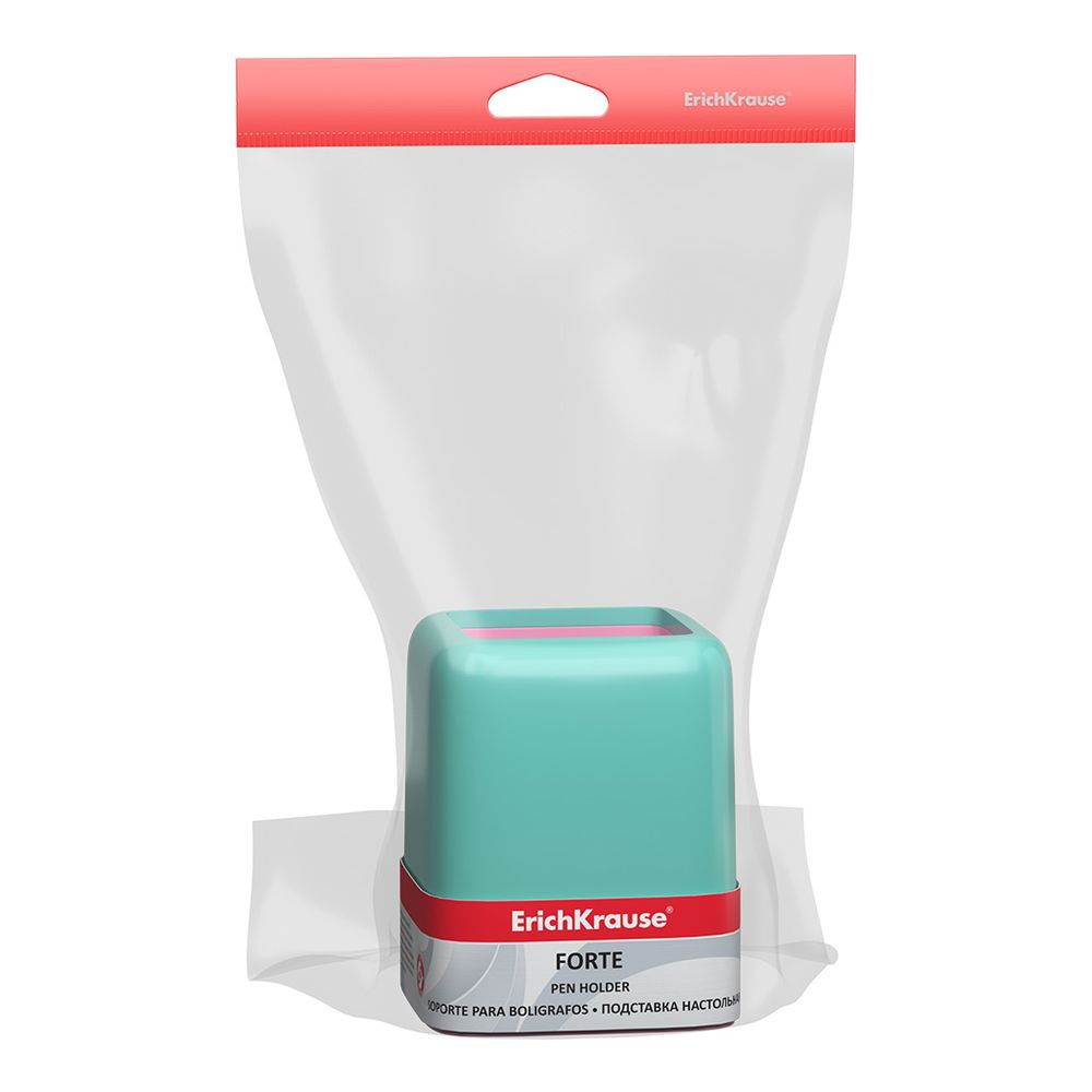 Подставка настольная пластиковая ErichKrause Forte, Pastel Mint, мятная с розовой вставкой