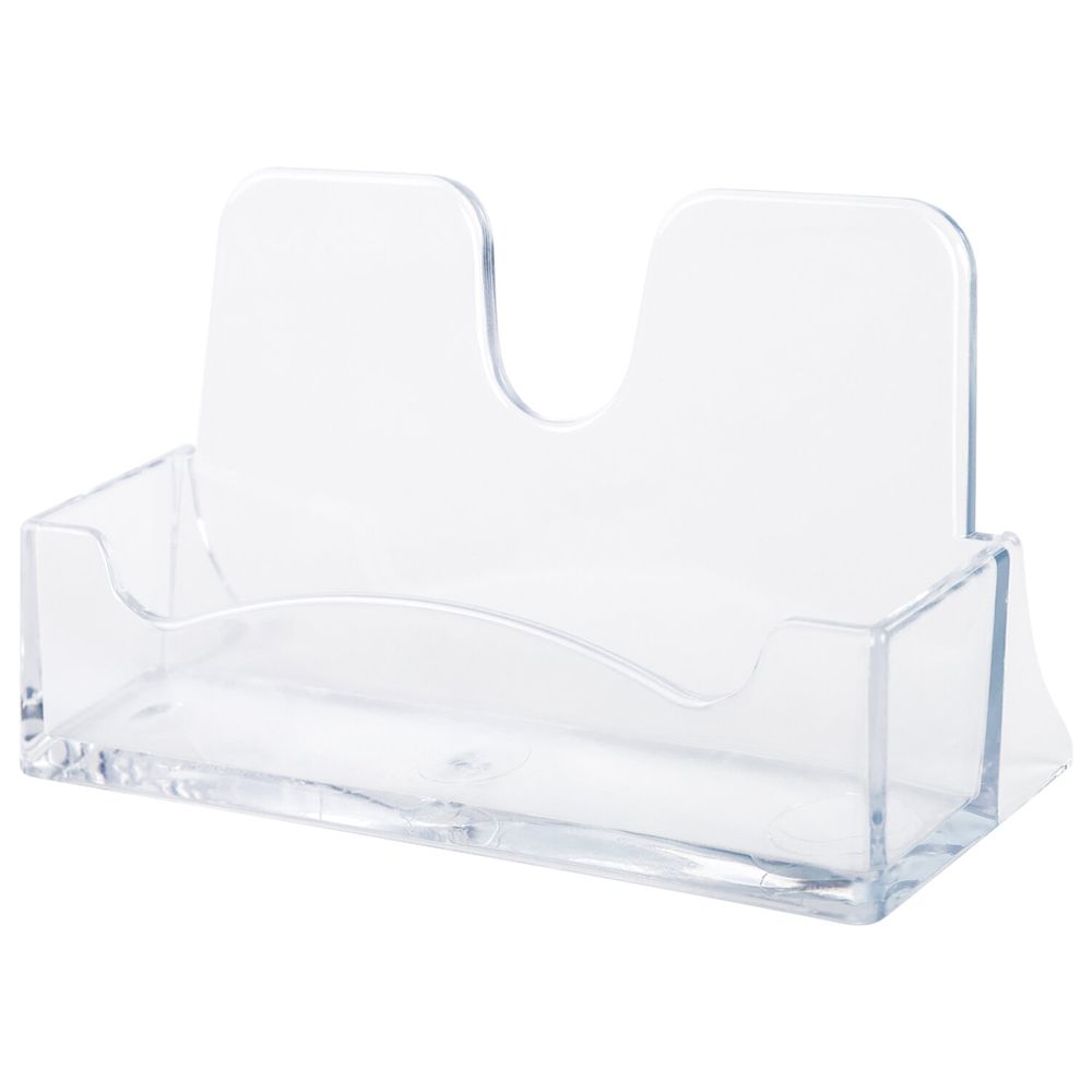 Подставка для визиток настольная BRAUBERG CLASSIC 40х100х55 мм, на 50 визиток, прозрачная, 2381