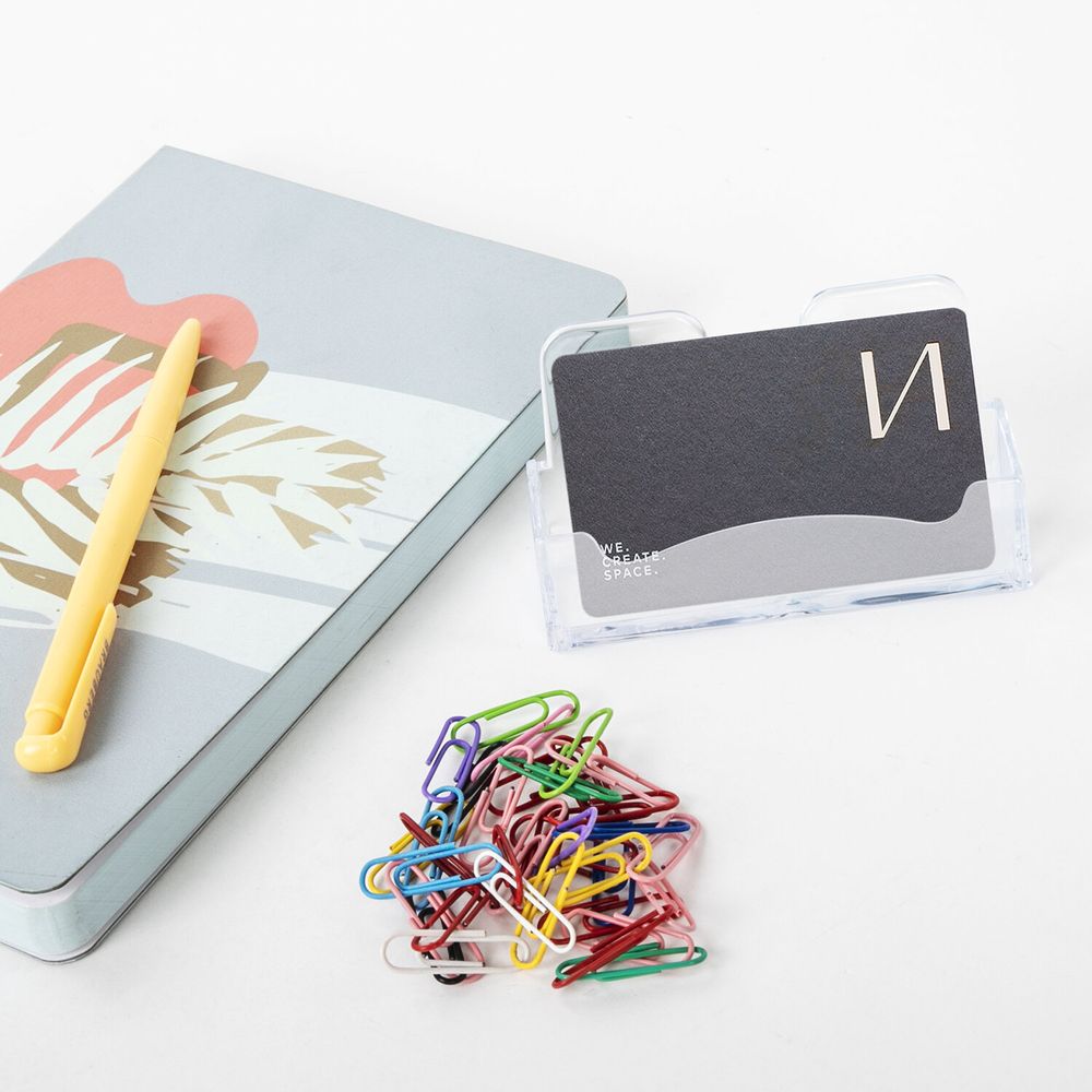 Подставка для визиток настольная BRAUBERG CLASSIC 40х100х55 мм, на 50 визиток, прозрачная, 2381