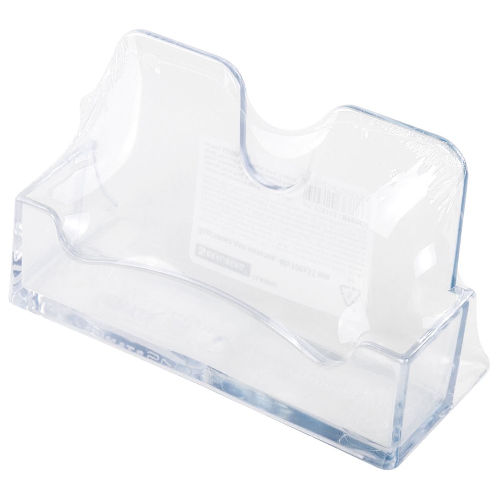 Подставка для визиток настольная BRAUBERG CLASSIC 40х100х55 мм, на 50 визиток, прозрачная, 2381