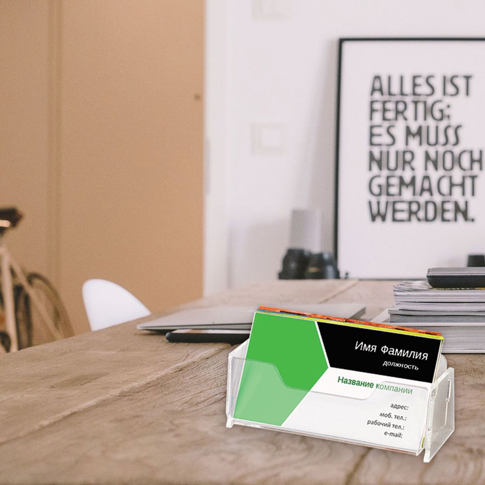 Подставка для визиток настольная BRAUBERG, 95х40 мм, 1 карман глубиной 32 мм