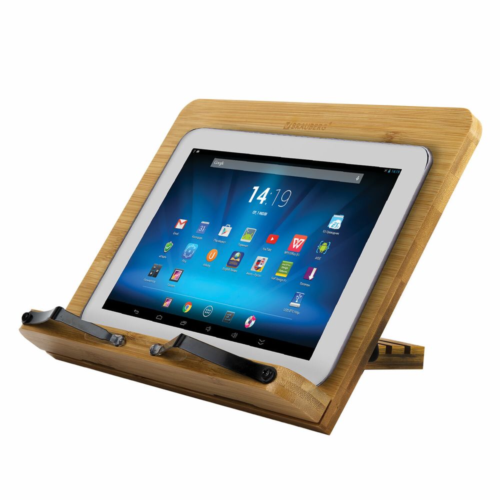 Подставка для книг и планшетов бамбуковая BRAUBERG, 28х20 см, регулируемый наклон