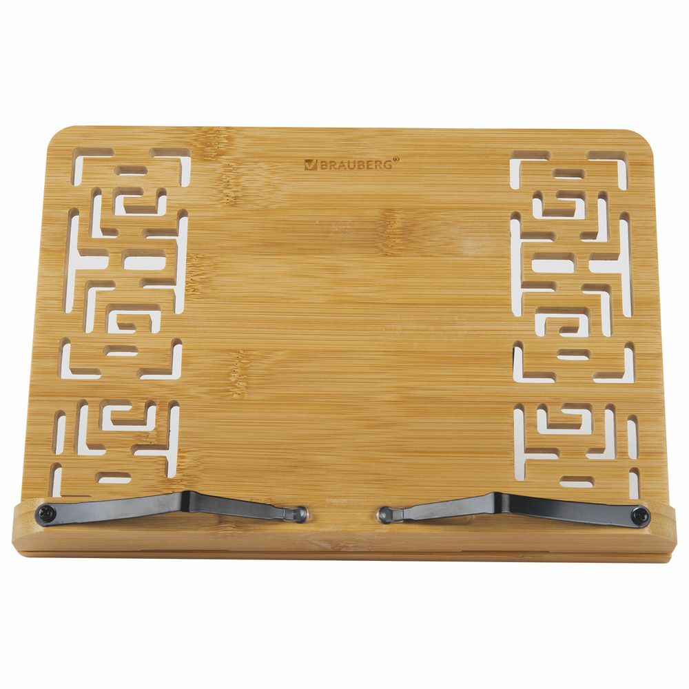 Подставка для книг и планшетов бамбуковая резная BRAUBERG, 28х20 см, регулируемый наклон