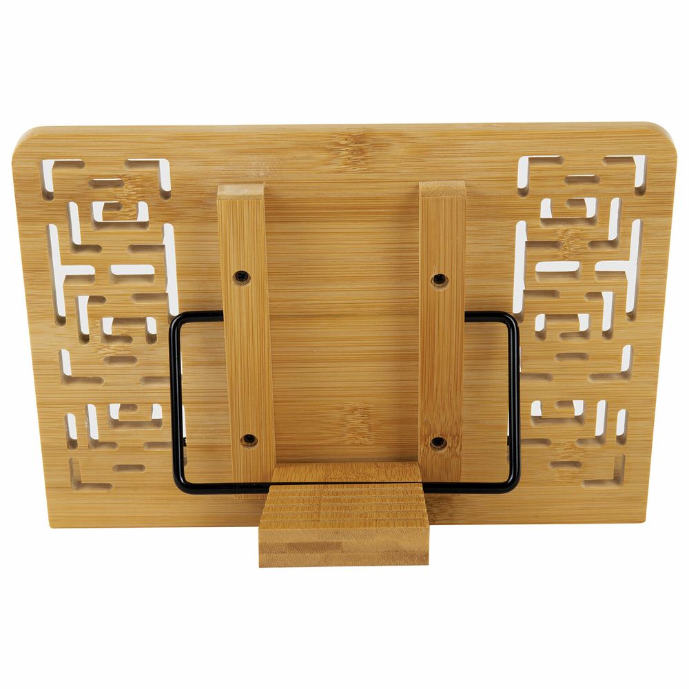 Подставка для книг и планшетов бамбуковая резная BRAUBERG, 28х20 см, регулируемый наклон