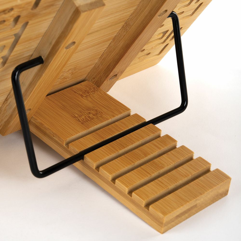 Подставка для книг и планшетов бамбуковая резная BRAUBERG, 28х20 см, регулируемый наклон