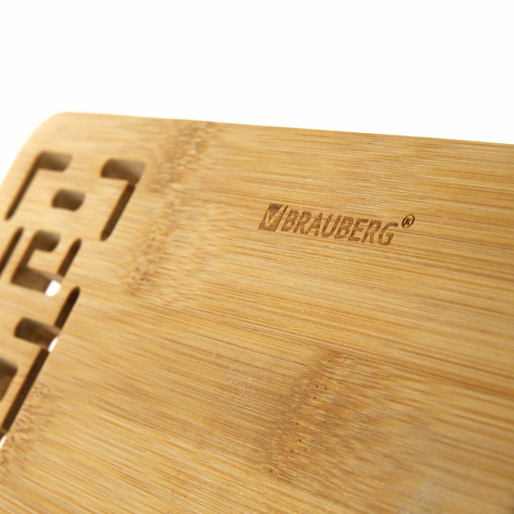 Подставка для книг и планшетов бамбуковая резная BRAUBERG, 28х20 см, регулируемый наклон