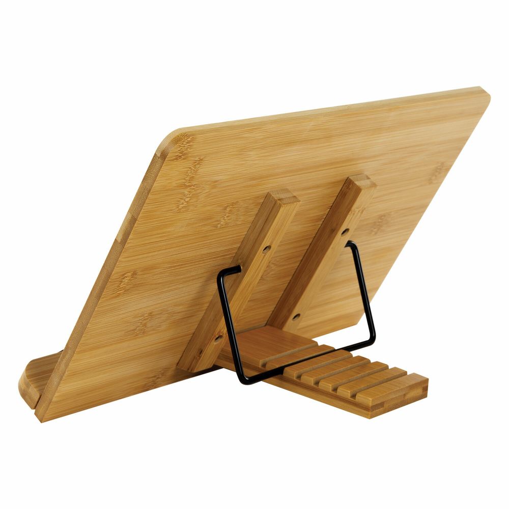 Подставка для книг и планшетов большая бамбуковая BRAUBERG, 34х24 см, регулируемый наклон