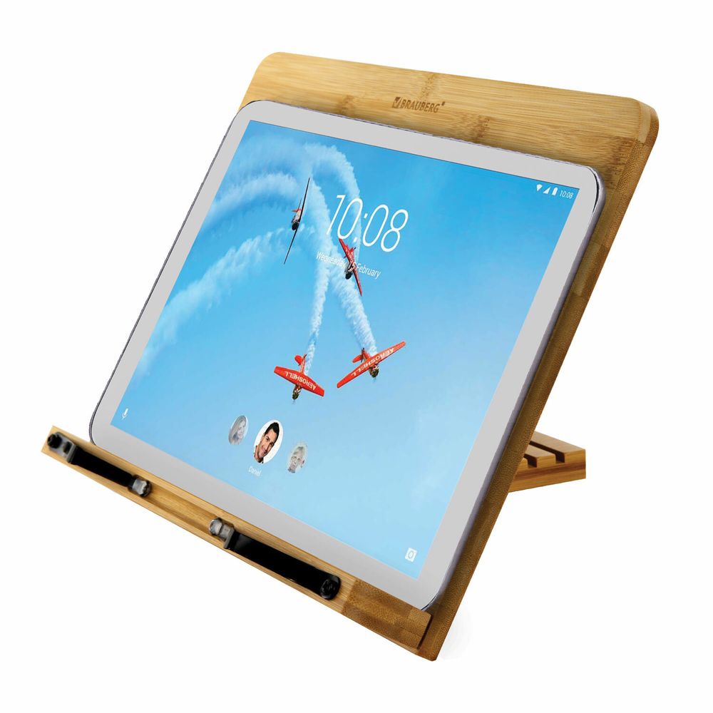 Подставка для книг и планшетов большая бамбуковая BRAUBERG, 34х24 см, регулируемый наклон